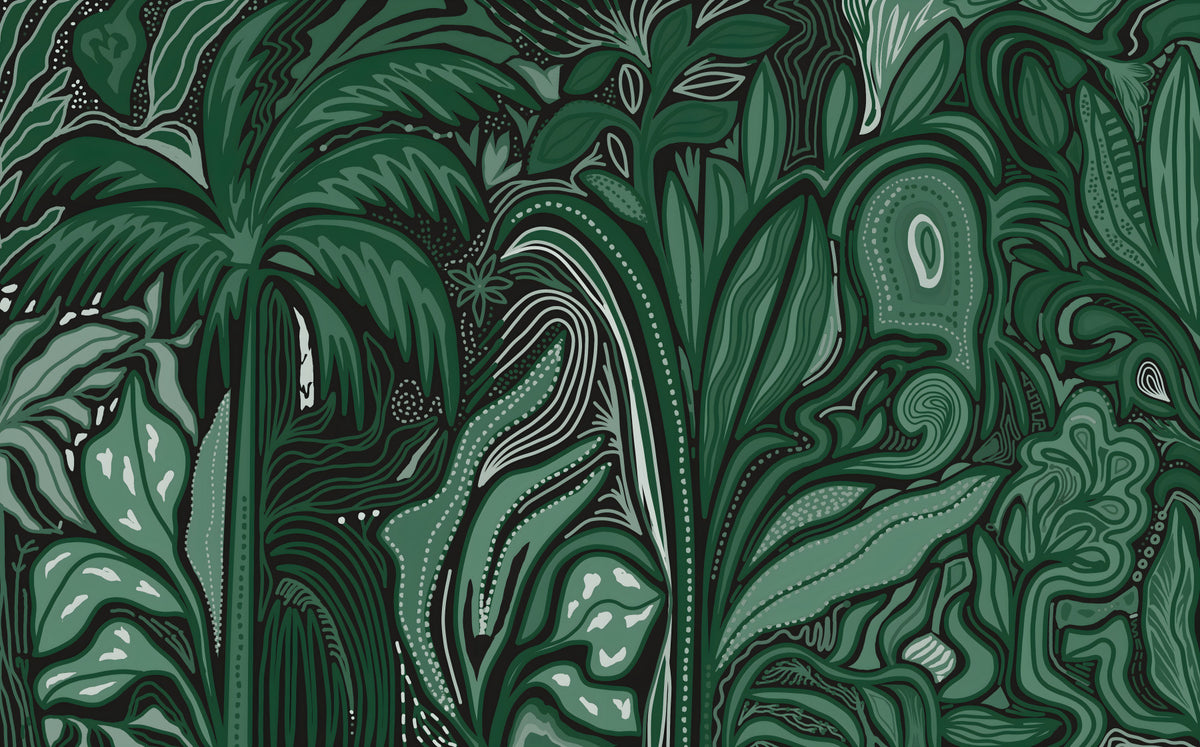 Emerald Canopy Jungle Noctiverdis Plants Wall Mural in your room