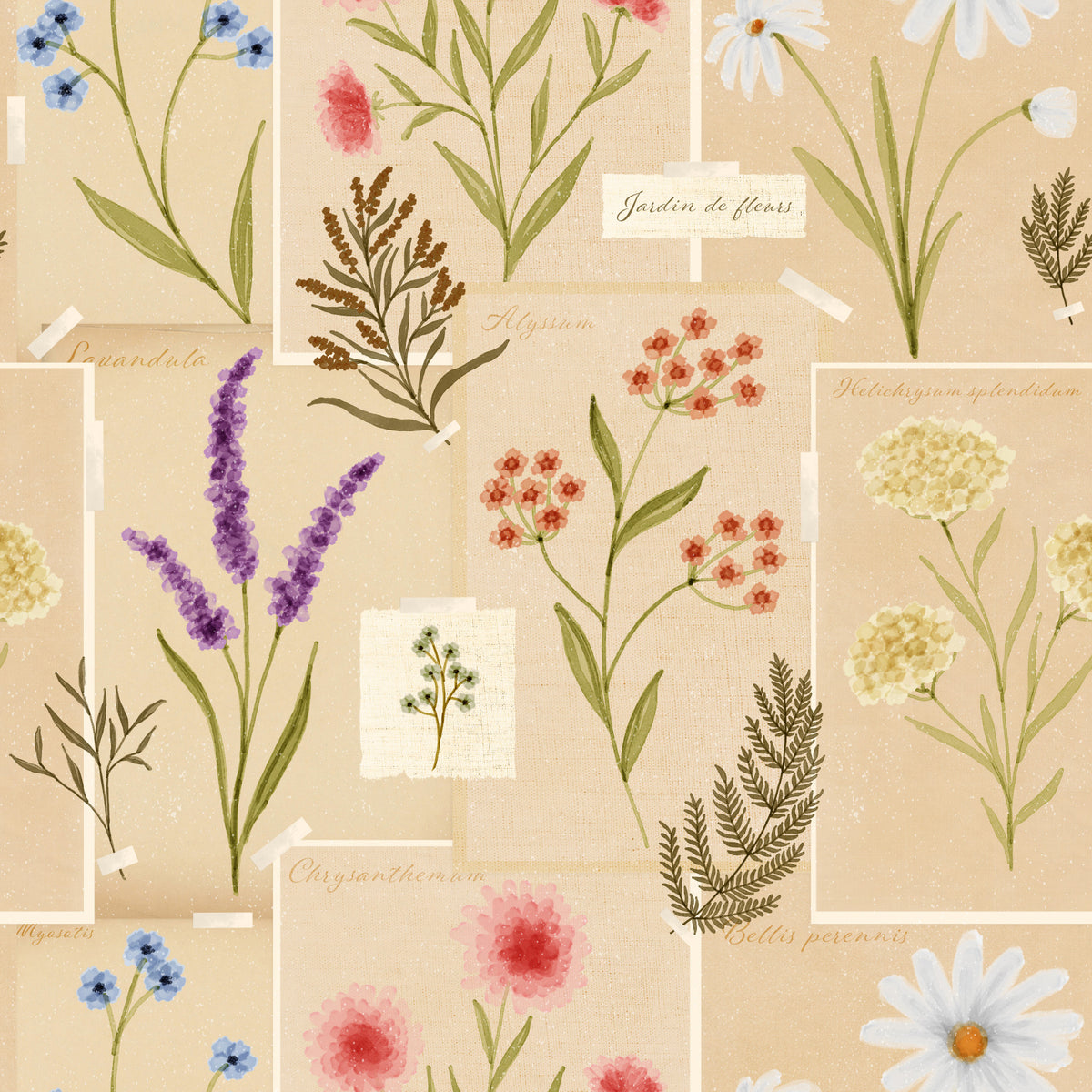 Jardin des Fleurs Collage Wallpaper⁠ in your room — zoomed