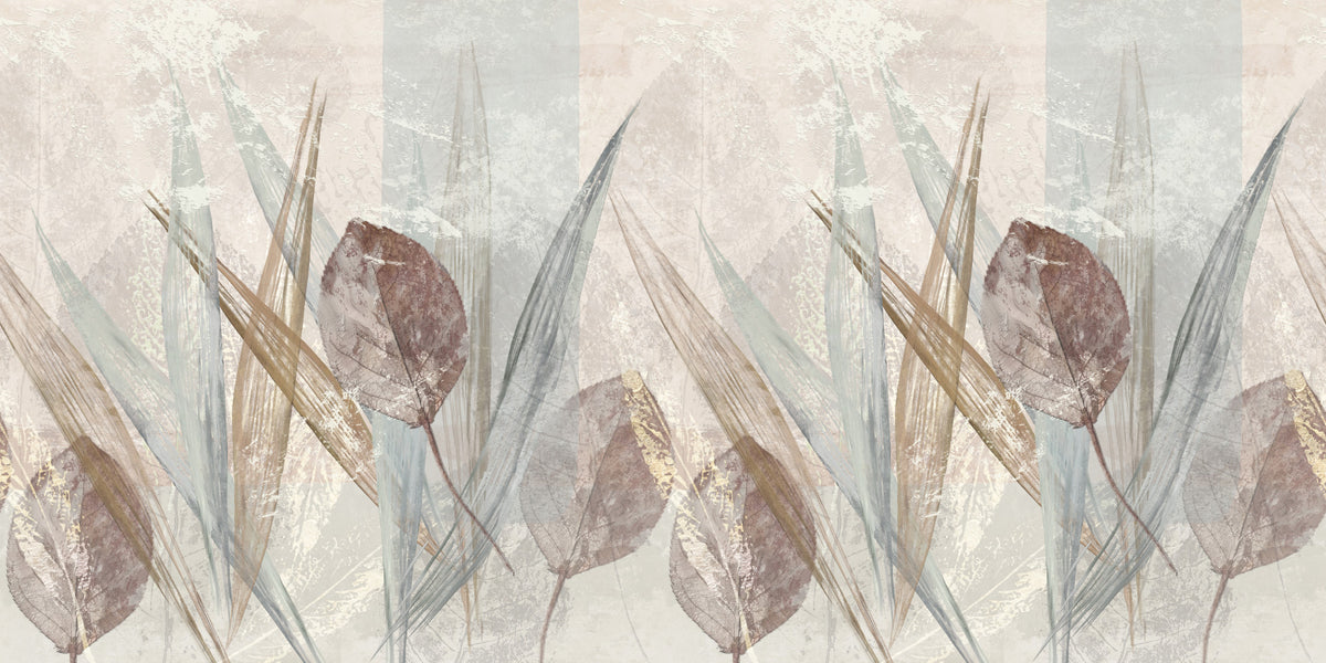 Ethereal Leaves Cream Wall Mural in your room