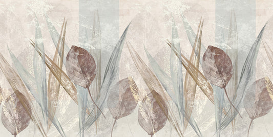 Ethereal Leaves Cream Wall Mural
