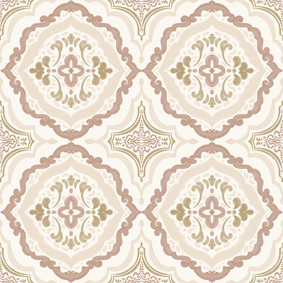 Soft Sienna Mediterranean Tile Wallpaper⁠ in your room