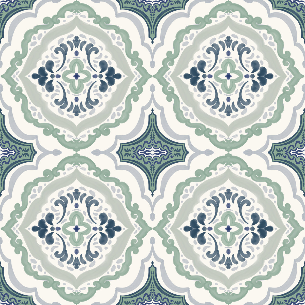 Indigo Bloom Tiles Wallpaper⁠ in your room