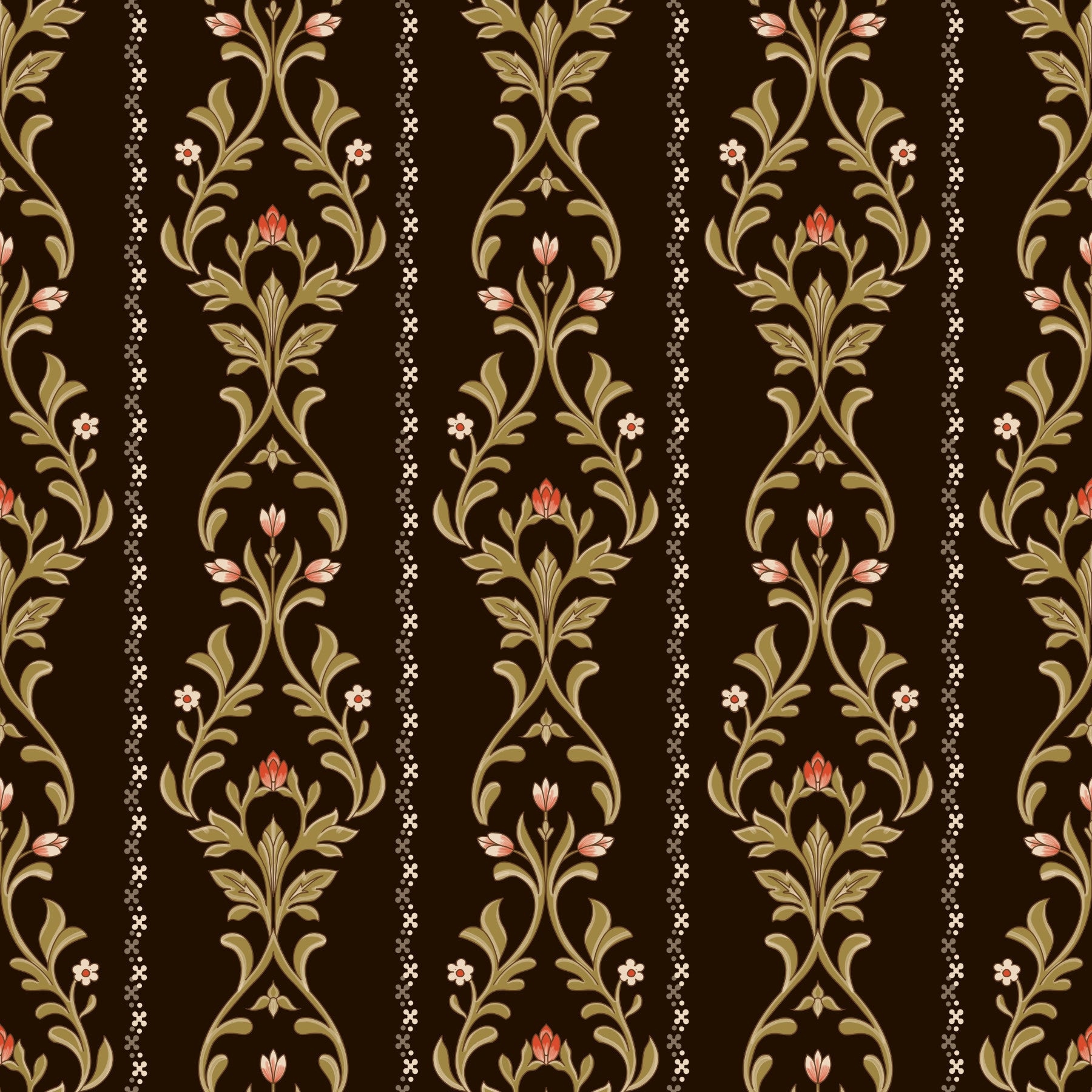 Vintage Vine Wallpaper with green leaf pattern in modern living room wall decor
