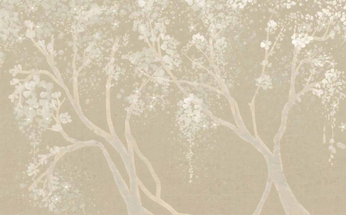 Vintage biege Sakura cherry blossoms Wall Mural in your room