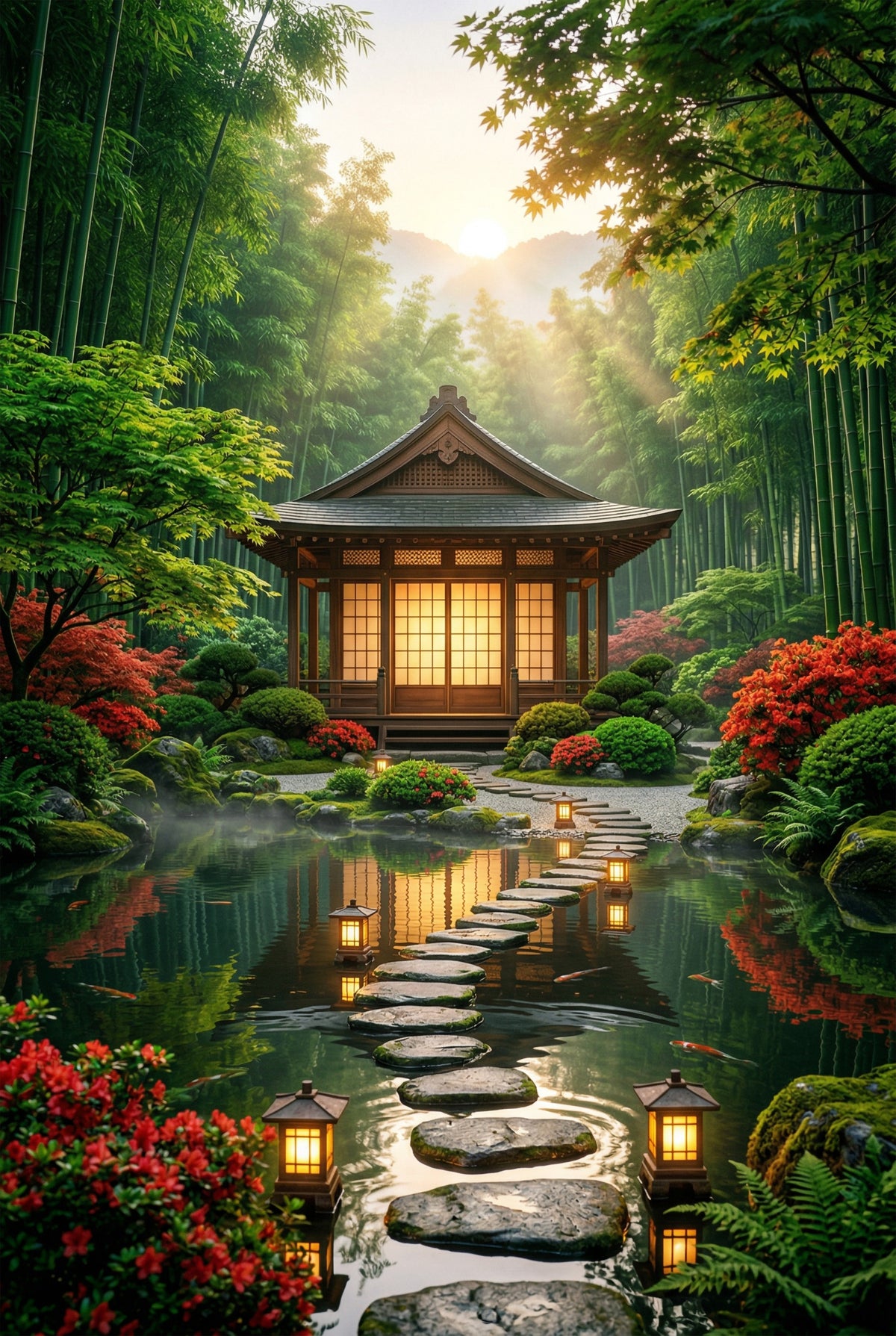 Zen Garden Retreat Wall Mural in your room — zoomed
