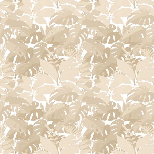 Beige Botanical Embrace Monstera Foliage Wallpaper⁠