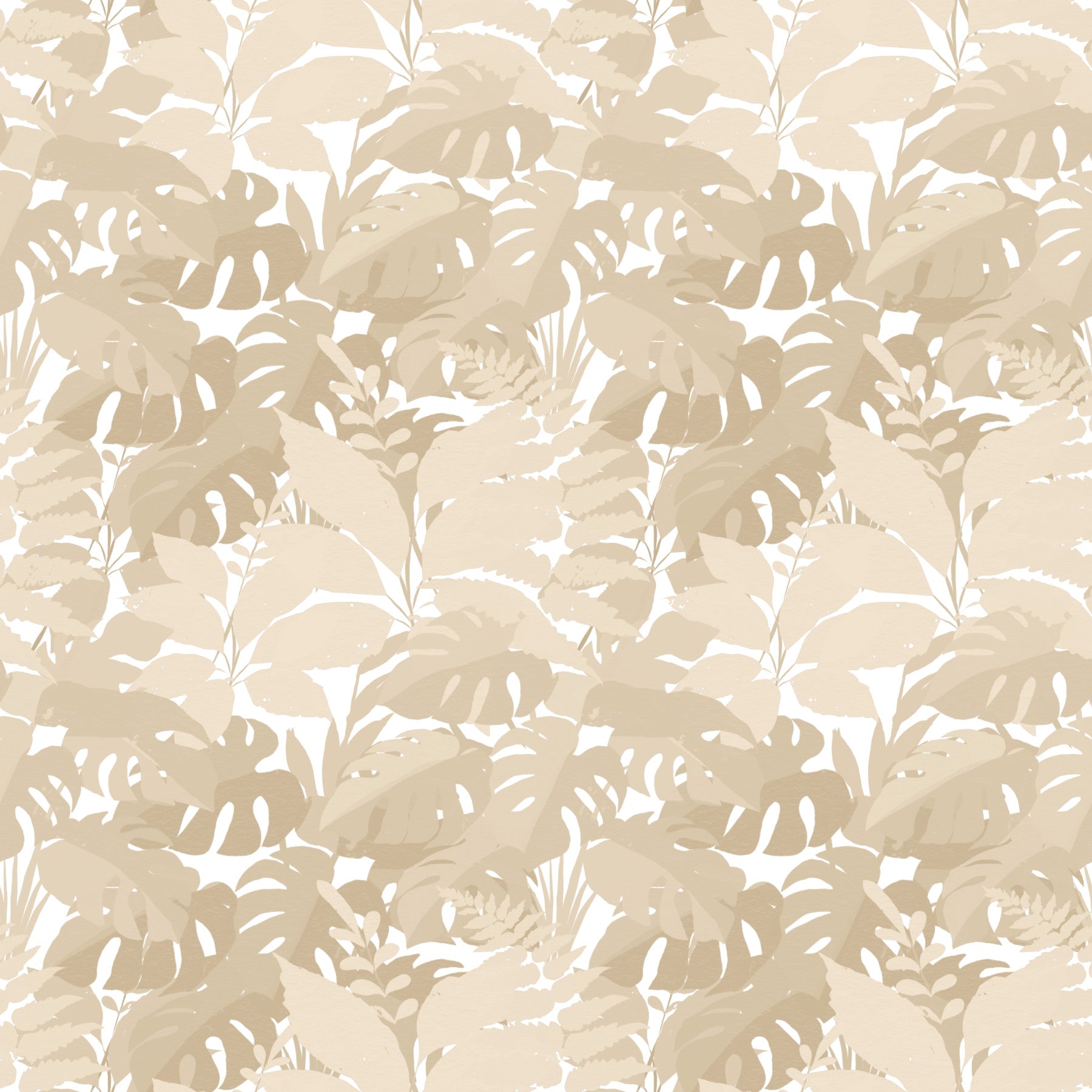 Beige Botanical Embrace Monstera Foliage Wallpaper⁠
