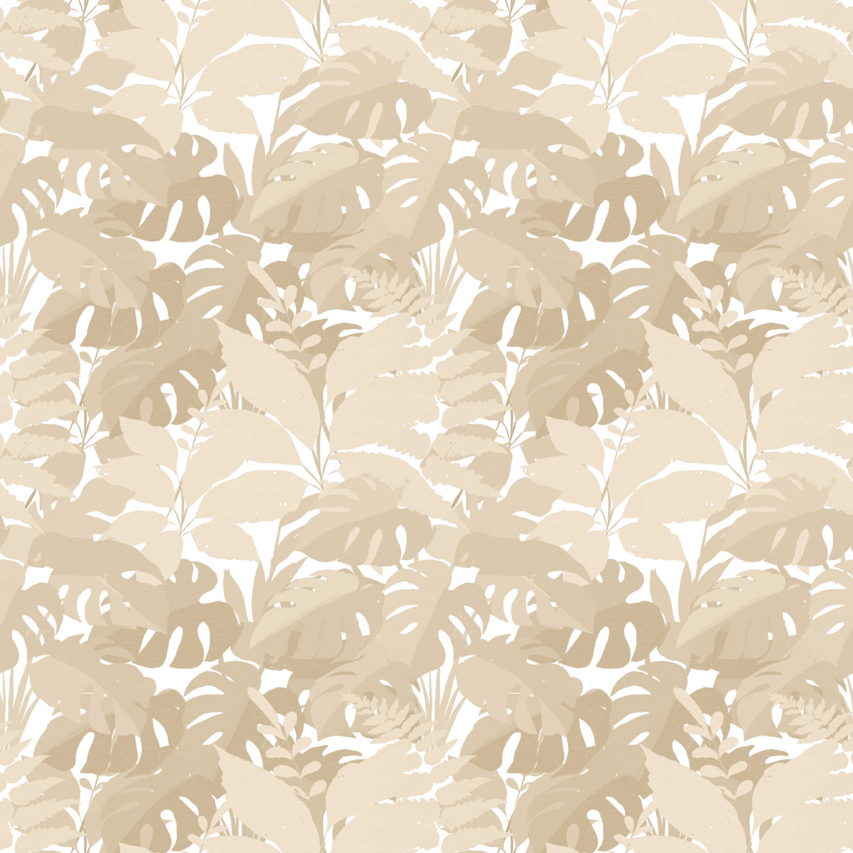 Beige Botanical Embrace Monstera Foliage Wallpaper⁠ in your room — zoomed