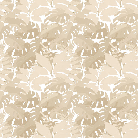Beige Botanical Embrace Monstera Foliage Wallpaper⁠