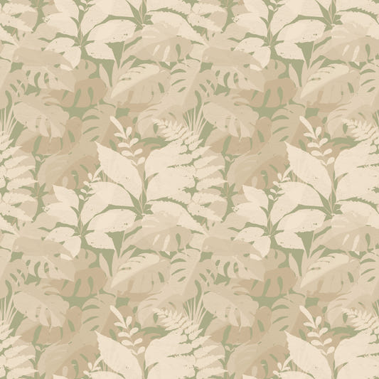 Earthy Tropics Silhouette Monstera Leaves Wallpaper⁠