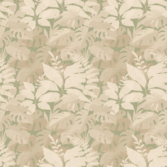 Earthy Tropics Silhouette Monstera Leaves Wallpaper⁠