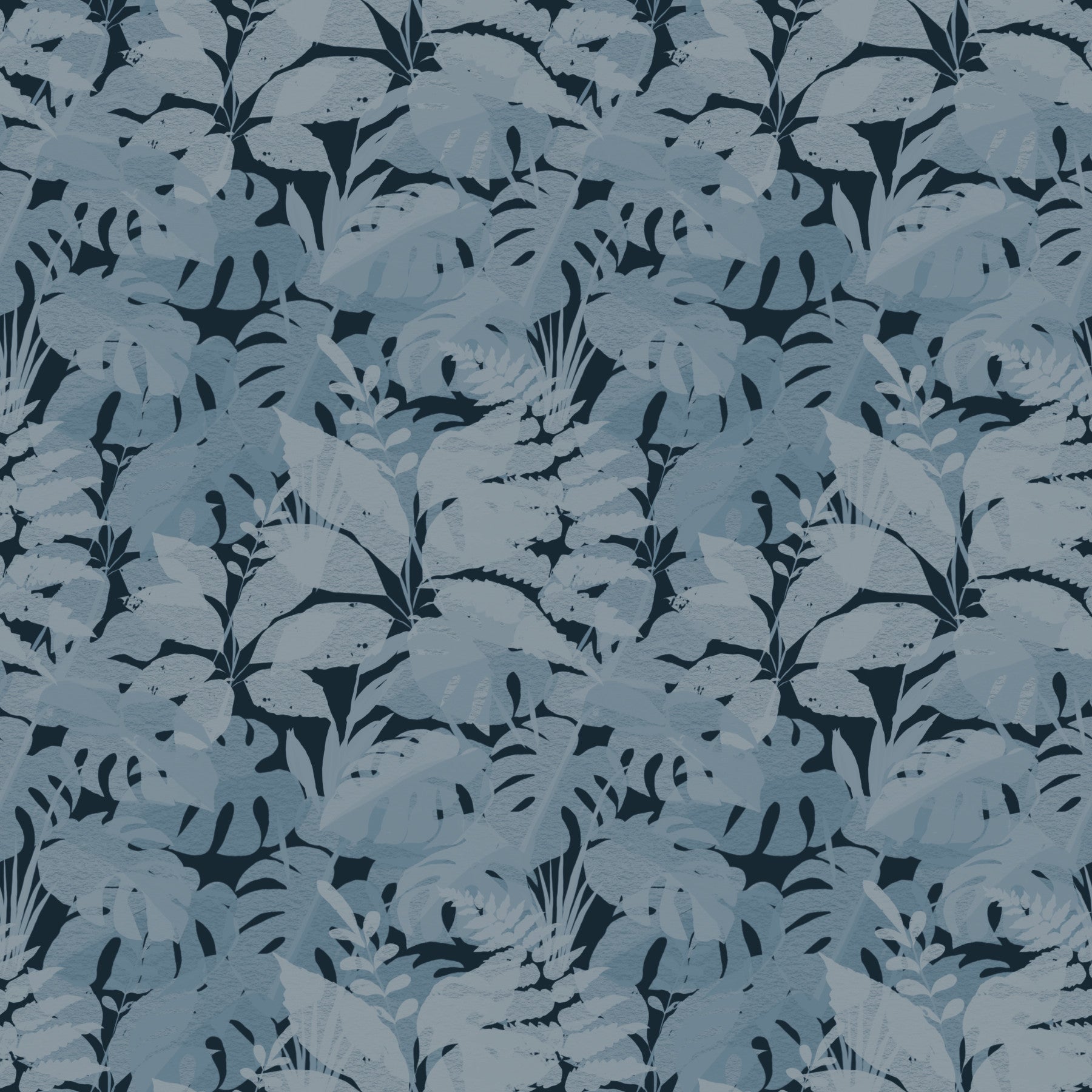 Indigo Botanical Monstera Leaves Wallpaper⁠