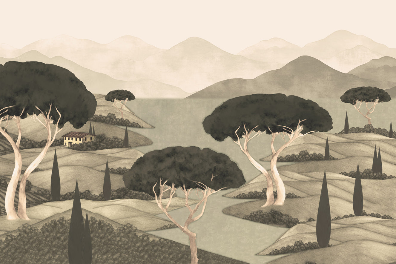 Tuscan Hillside Vista Wall Mural