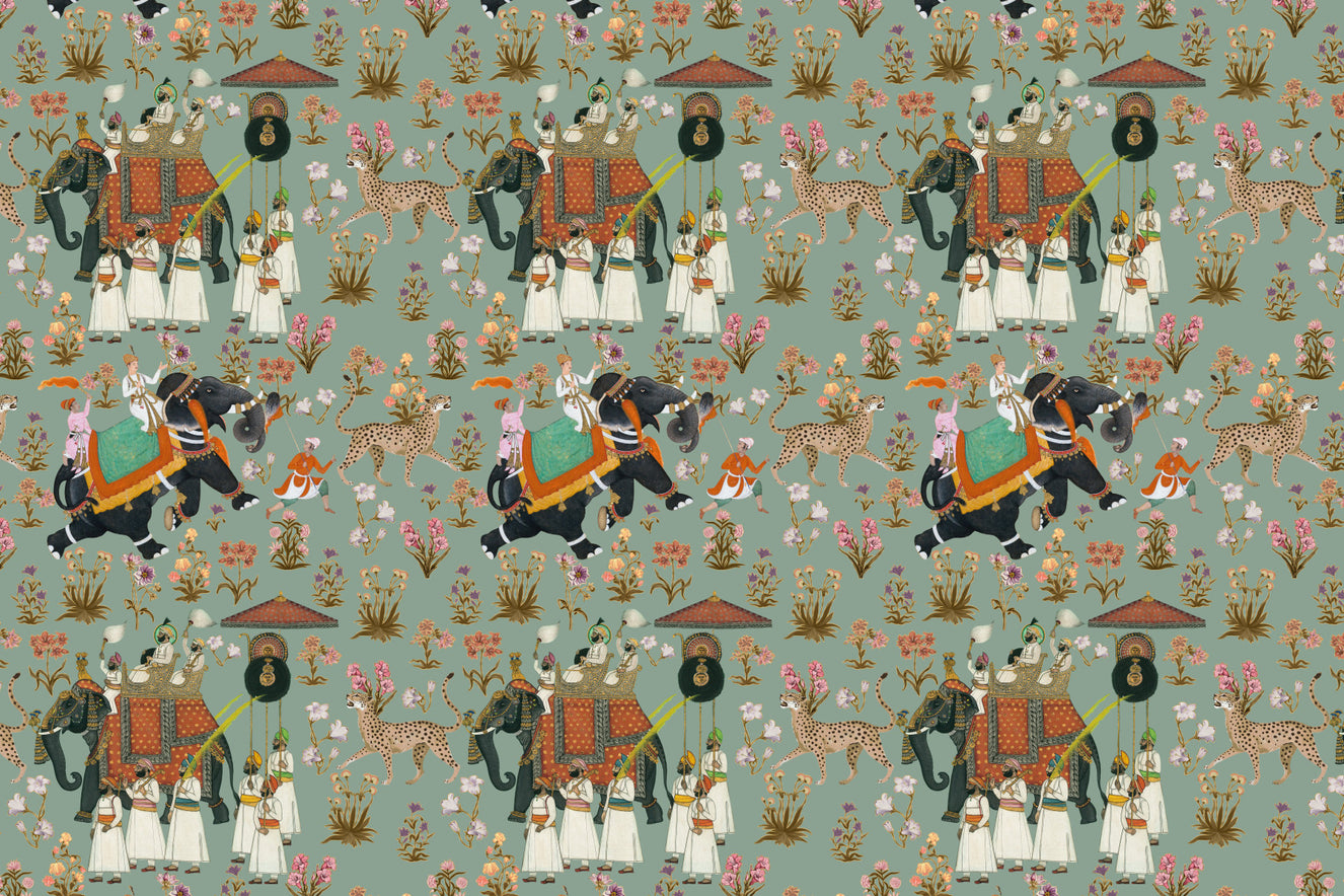 Regal Elephant Procession Wall Mural