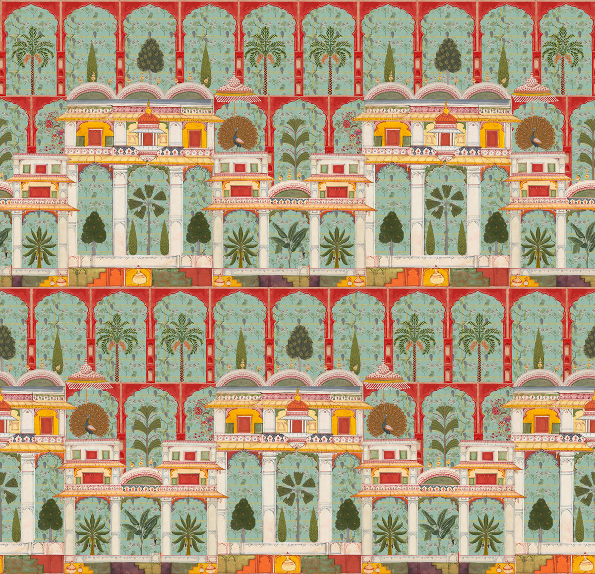 Regal Mughal Garden Wall Mural in your room — zoomed
