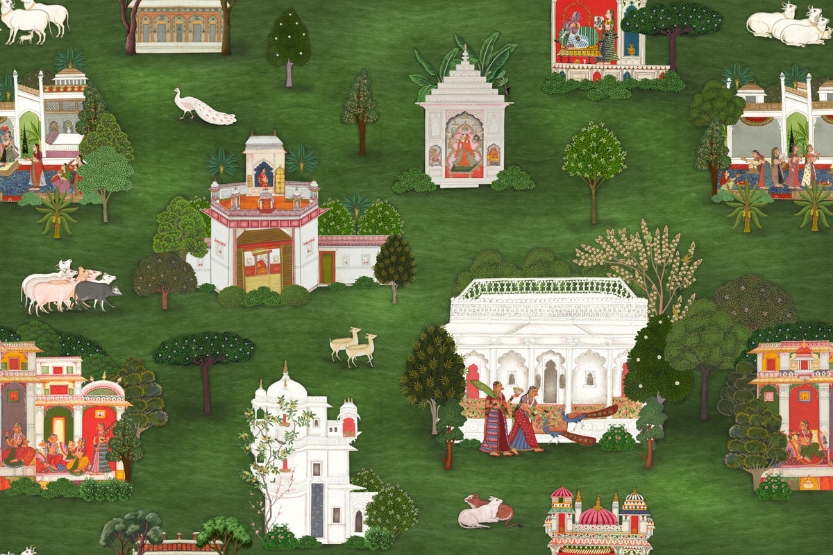 Mughal Garden Retreat Wall Mural in your room — zoomed