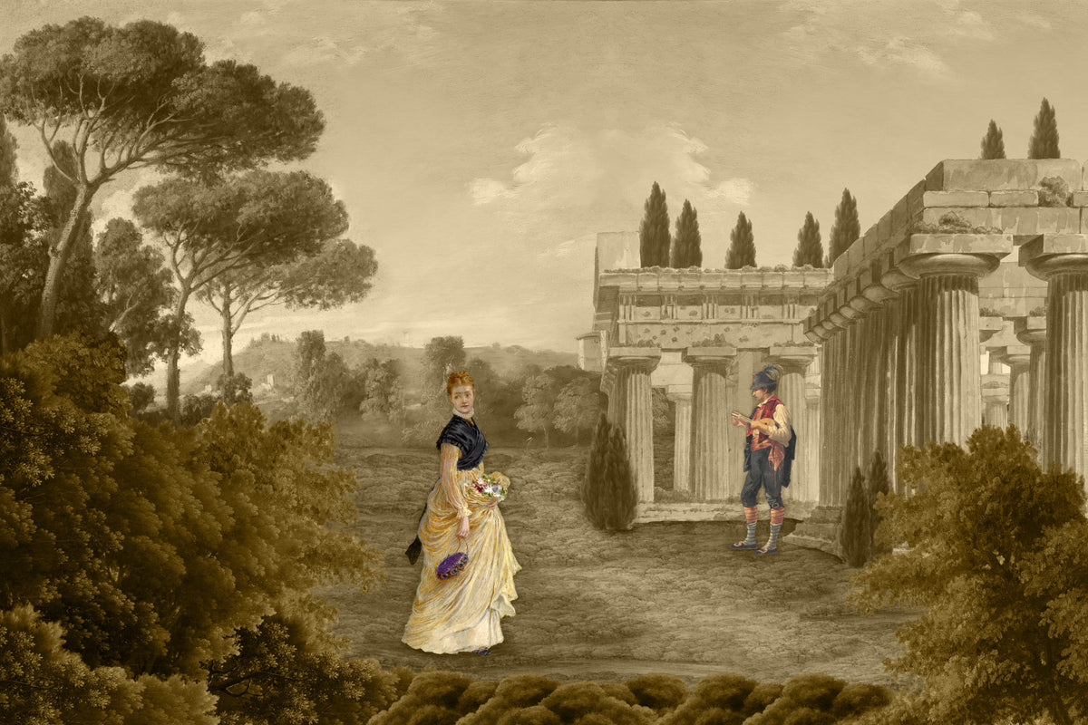 Classical Reverie in Sepia Wall Mural in your room