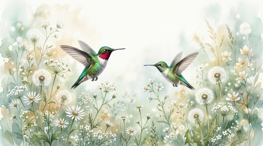Emerald Dance in Watercolor Meadow Wall Mural