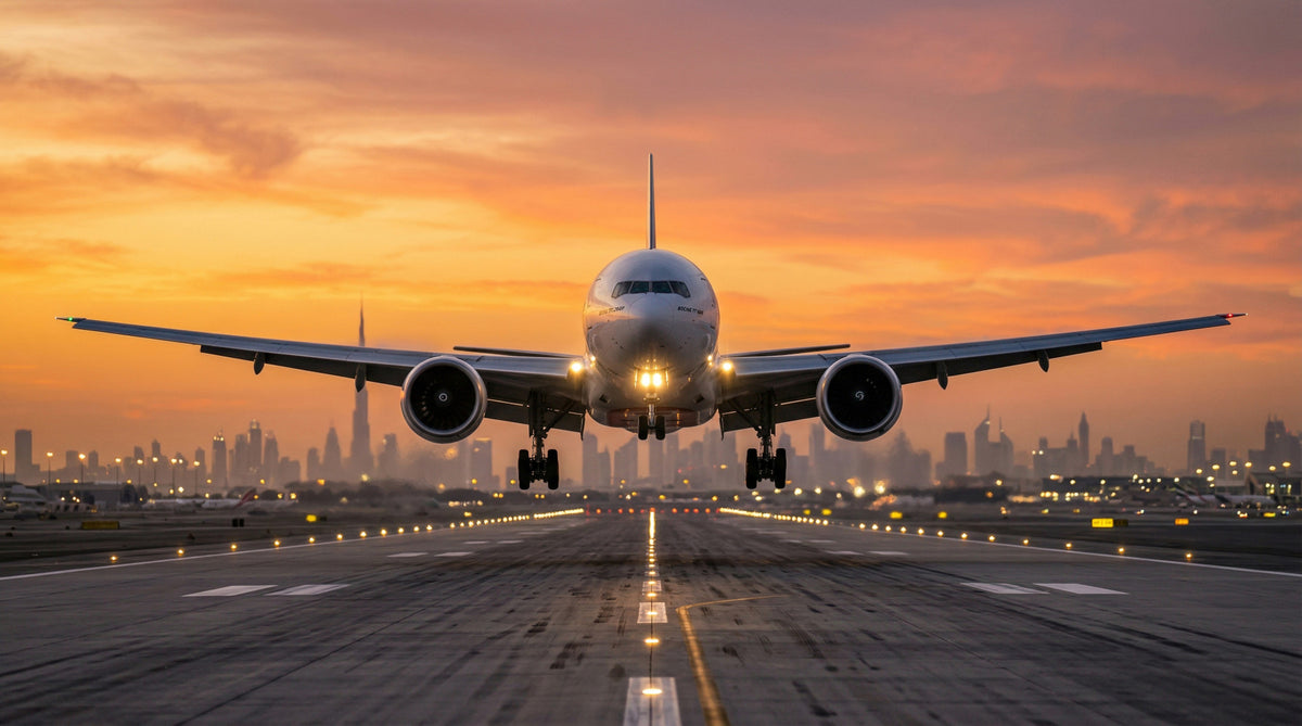 Golden Hour Flight: City Lights Ascend Wall Mural in your room