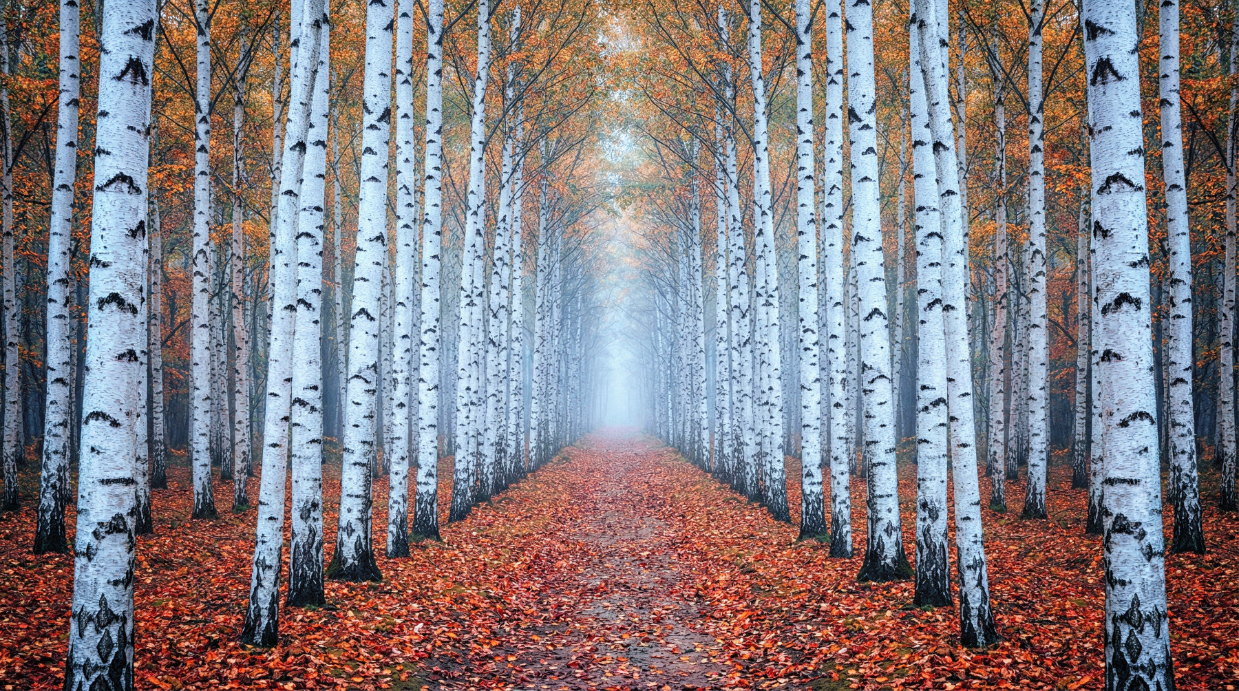 Ethereal Autumn Birches Wall Mural