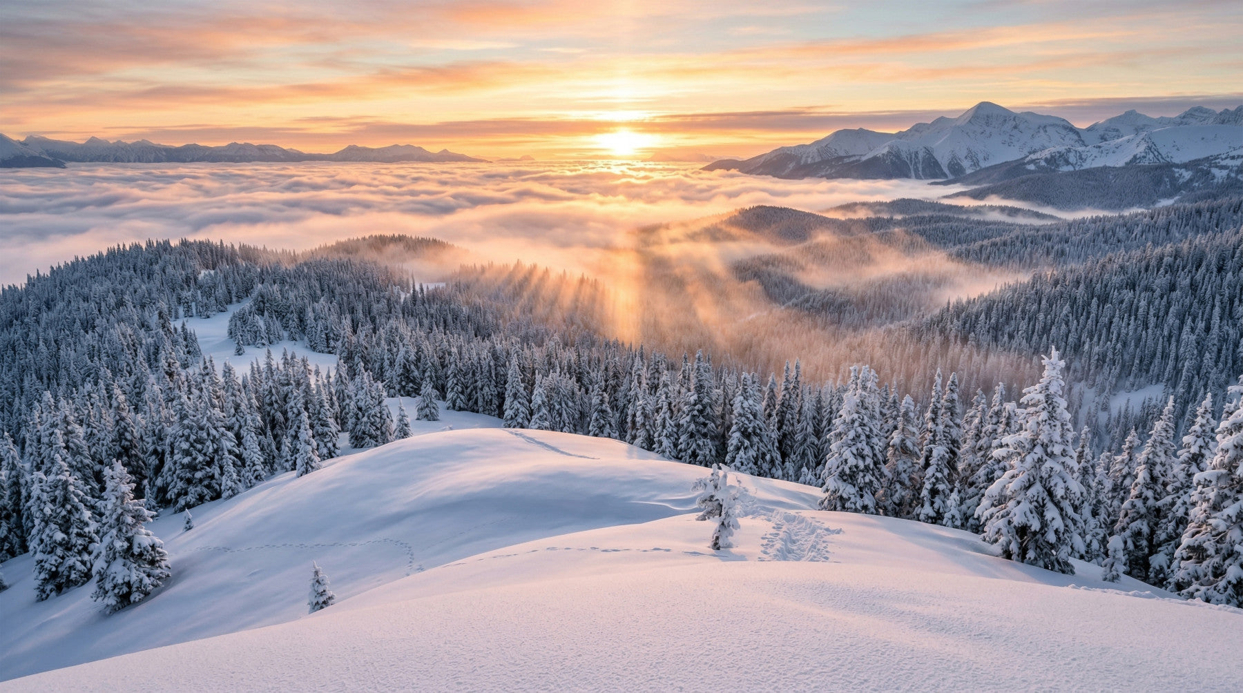 Alpenglow Winter Majesty Wall Mural