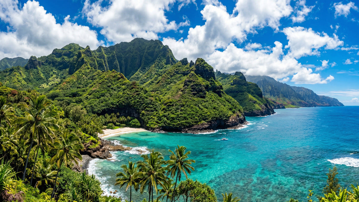 Emerald Shores & Azure Waters Wall Mural in your room — zoomed