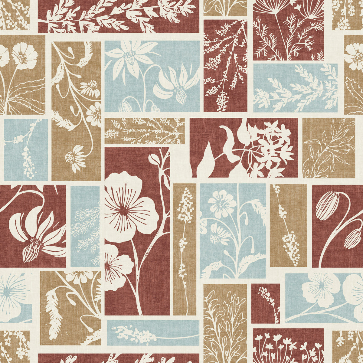 Heirloom Botanical Patchwork Rustic Wallpaper⁠ in your room
