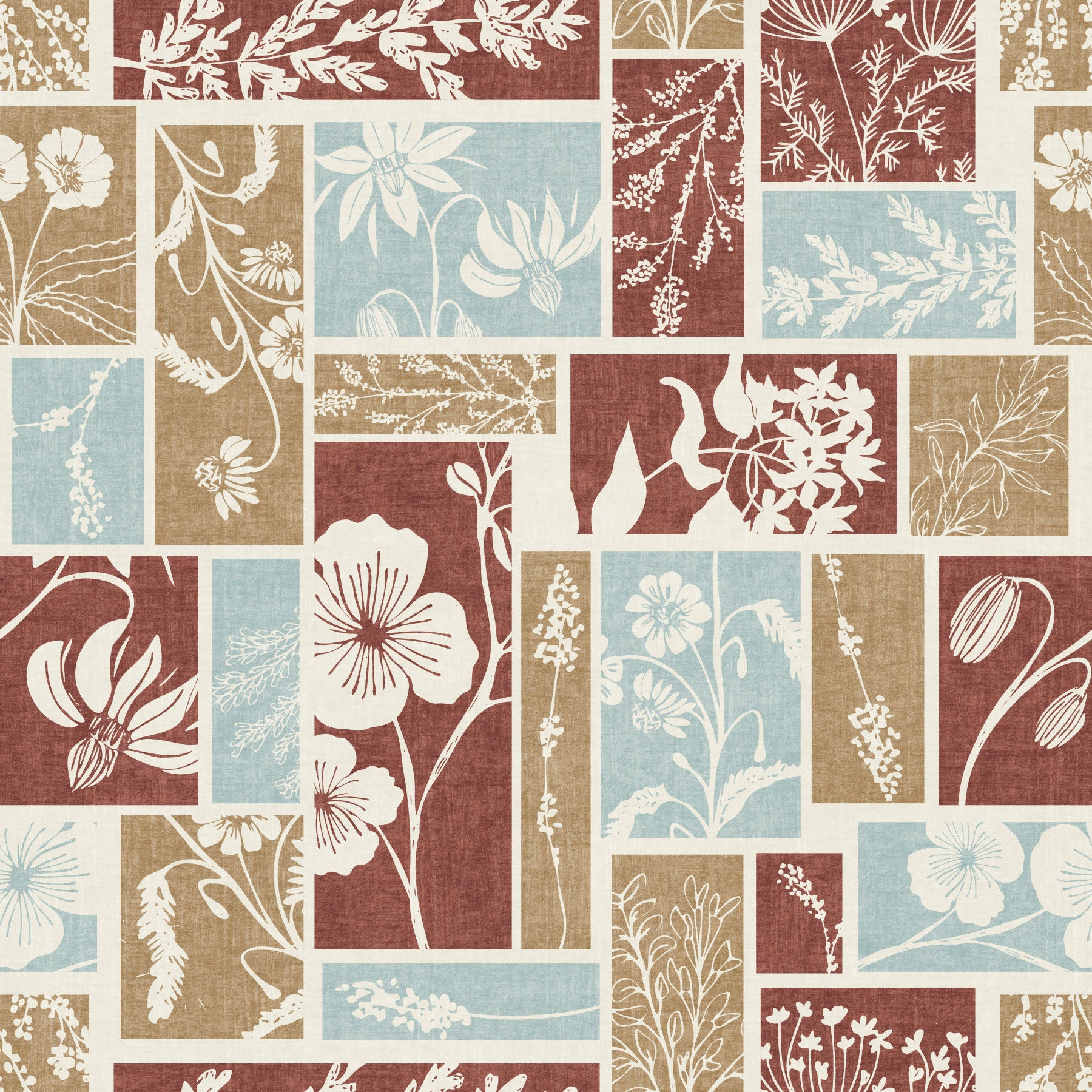 Heirloom Botanical Patchwork Rustic Wallpaper⁠