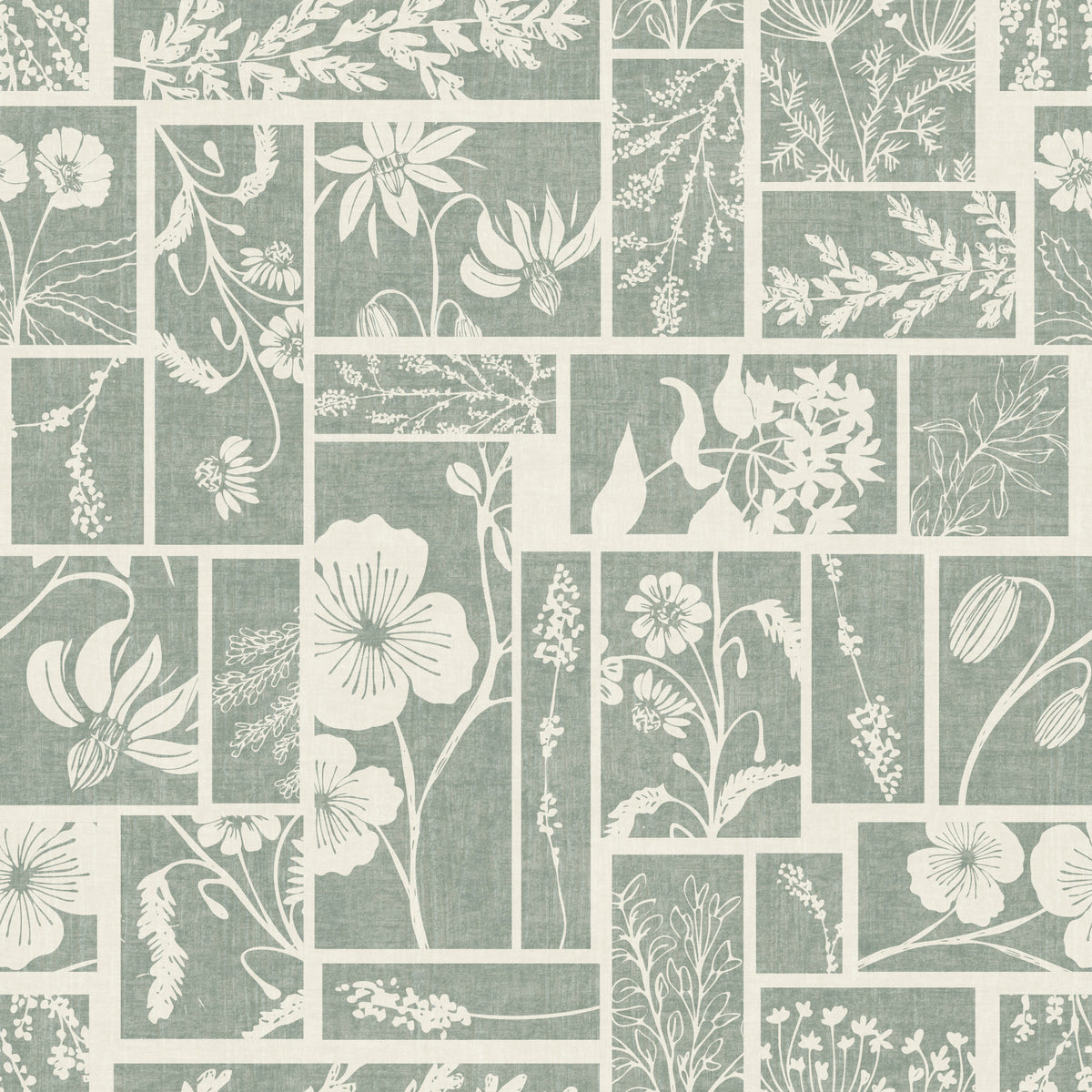 Sage Botanical Collage Wallpaper⁠