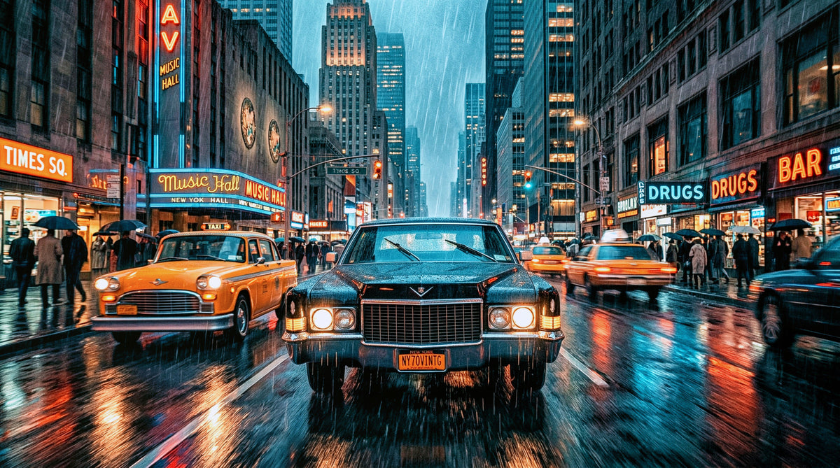 Neon Rain in the City Wall Mural in your room