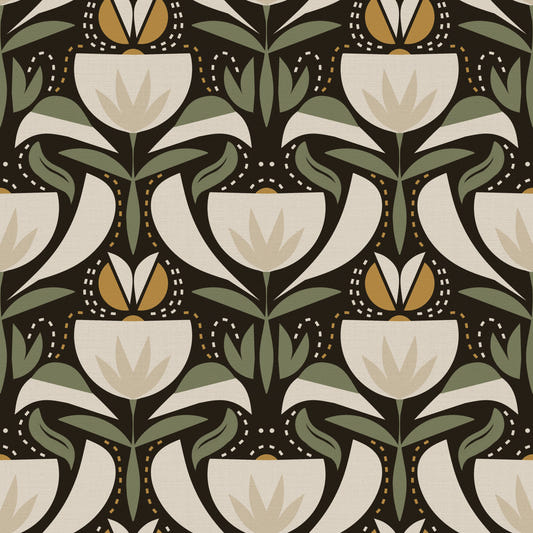 Heritage Tulip Pattern Wallpaper