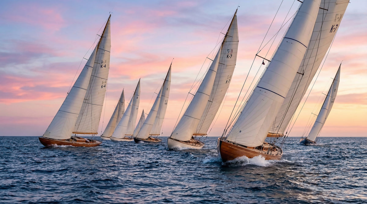 Golden Hour Regatta Wall Mural in your room — zoomed