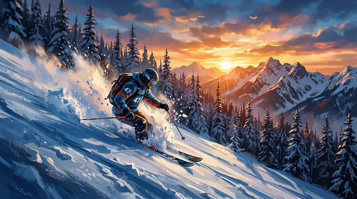 Golden Hour Ski Rush Wall Mural