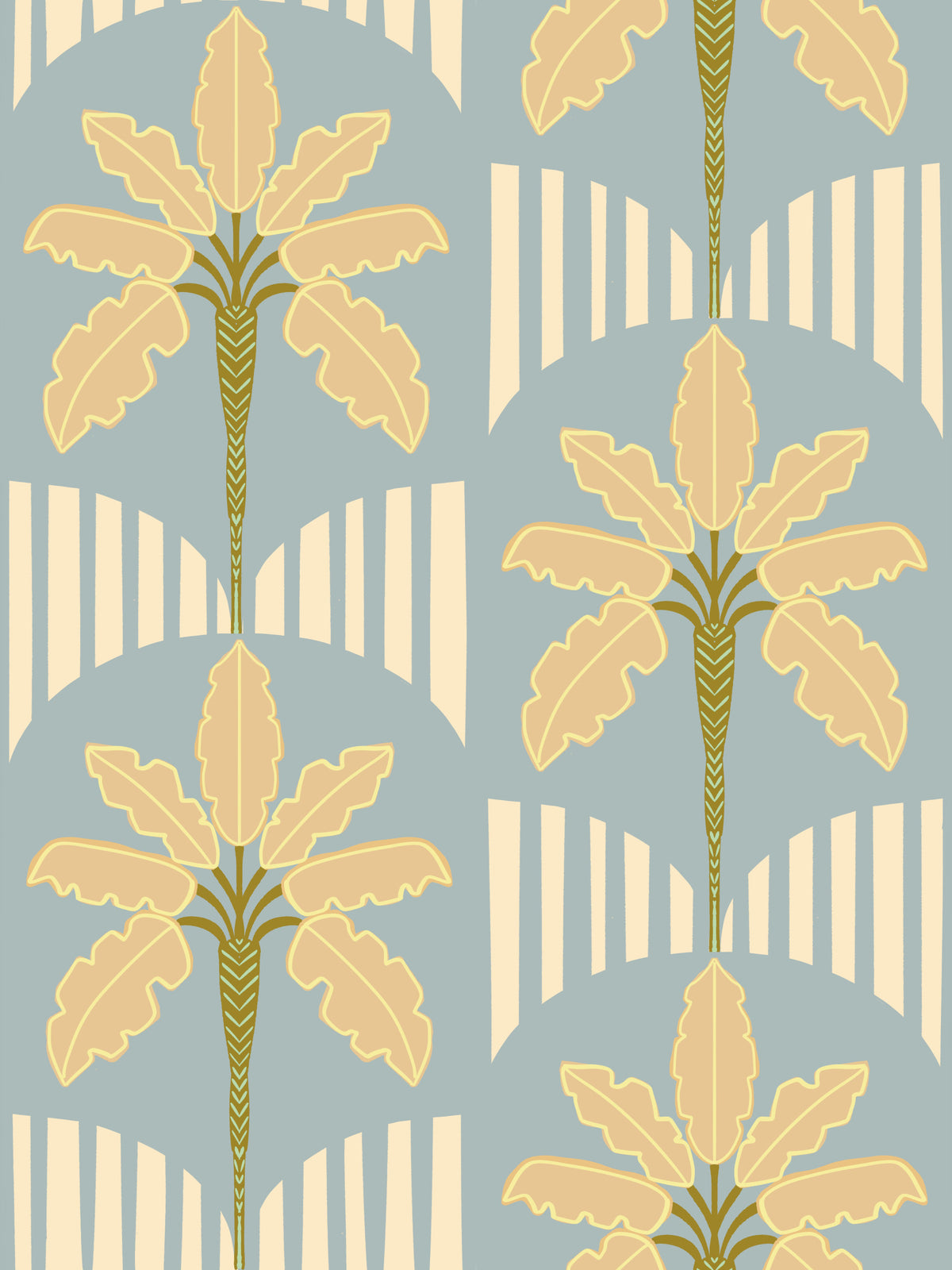 Retro Palm Oasis Pattern Wallpaper⁠ in your room