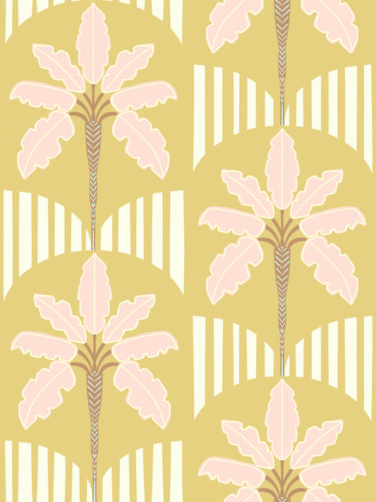 Pink Palm Retro Oasis Wallpaper⁠