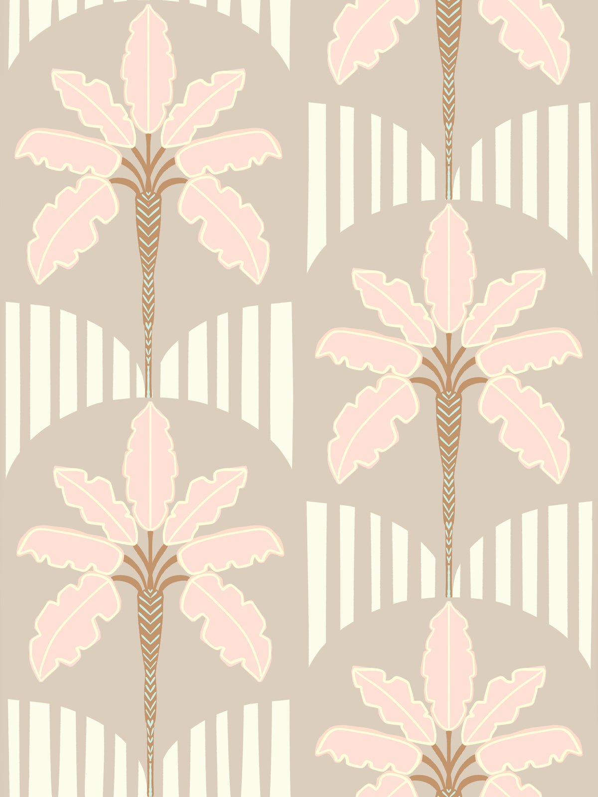 Blush Fronds & Stripes Wallpaper⁠ in your room — zoomed