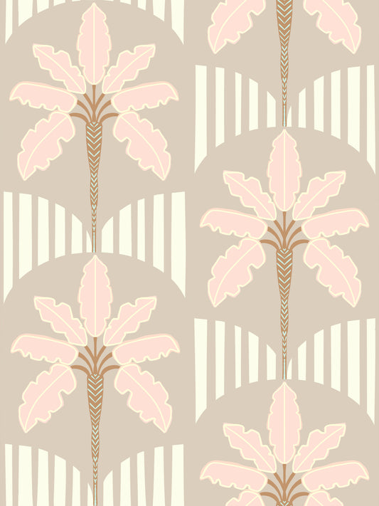 Blush Fronds & Stripes Wallpaper⁠