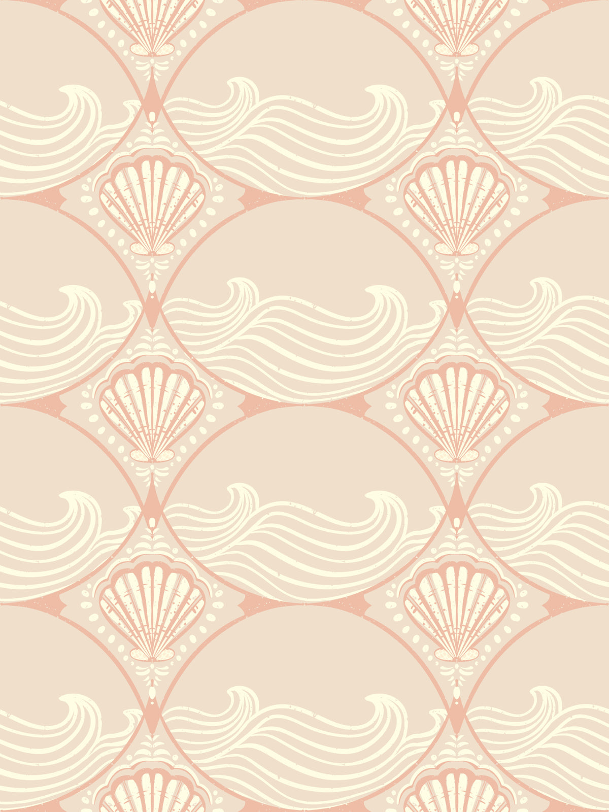 Seaside Serenity Pattern Wallpaper⁠ in your room — zoomed