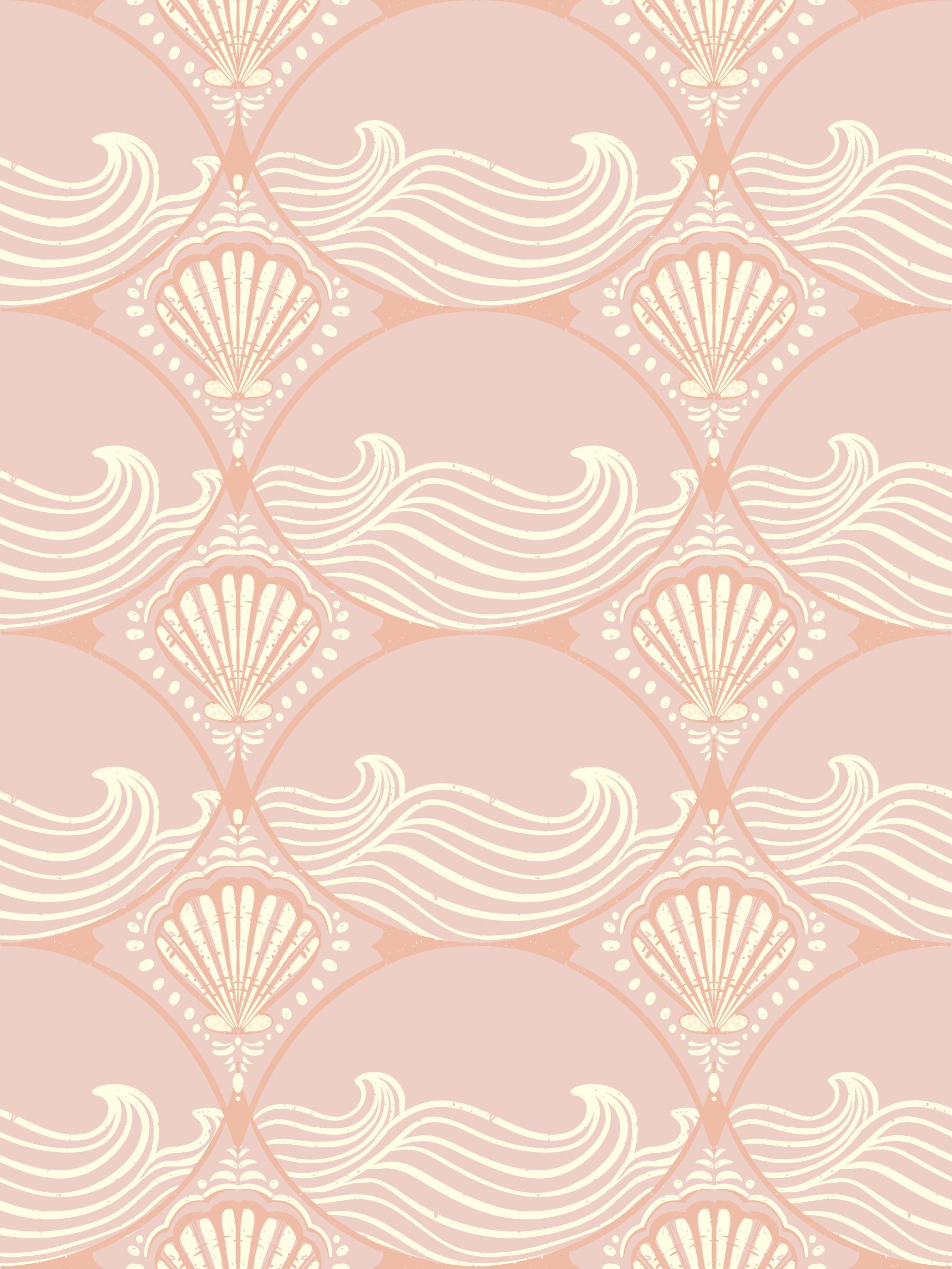 Blush Shell & Wave Pattern Wallpaper⁠