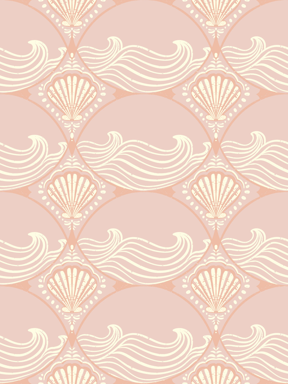 Blush Shell & Wave Pattern Wallpaper⁠ in your room — zoomed