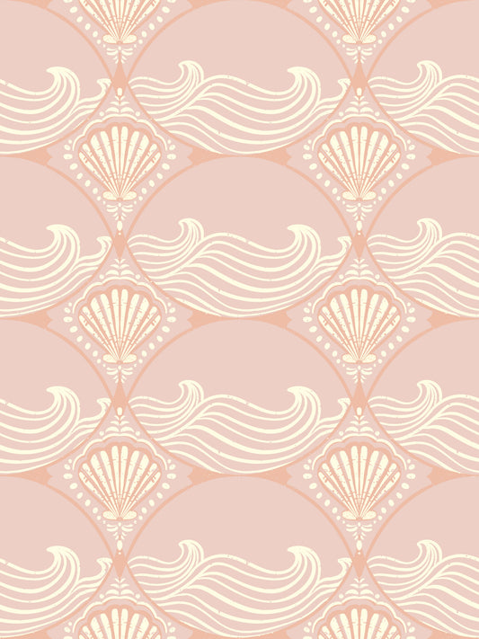 Blush Shell & Wave Pattern Wallpaper⁠