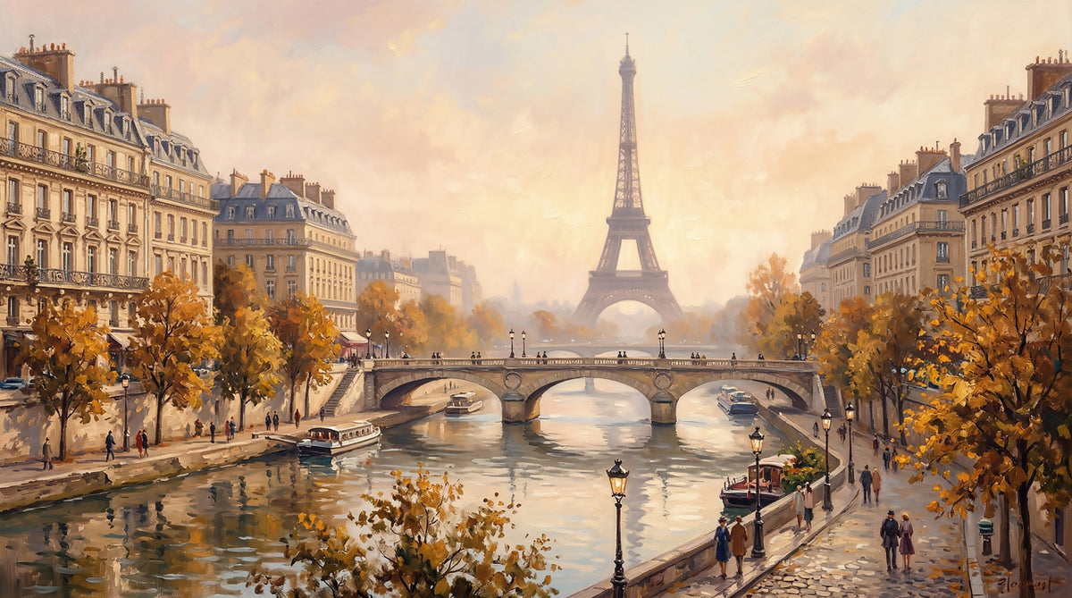 Parisian Autumn Glow Wall Mural in your room — zoomed