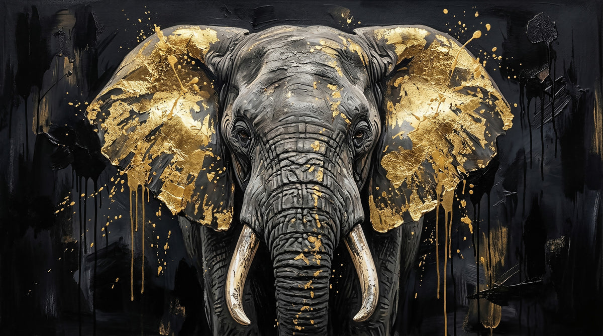 Golden Elephant Grandeur Wall Mural in your room