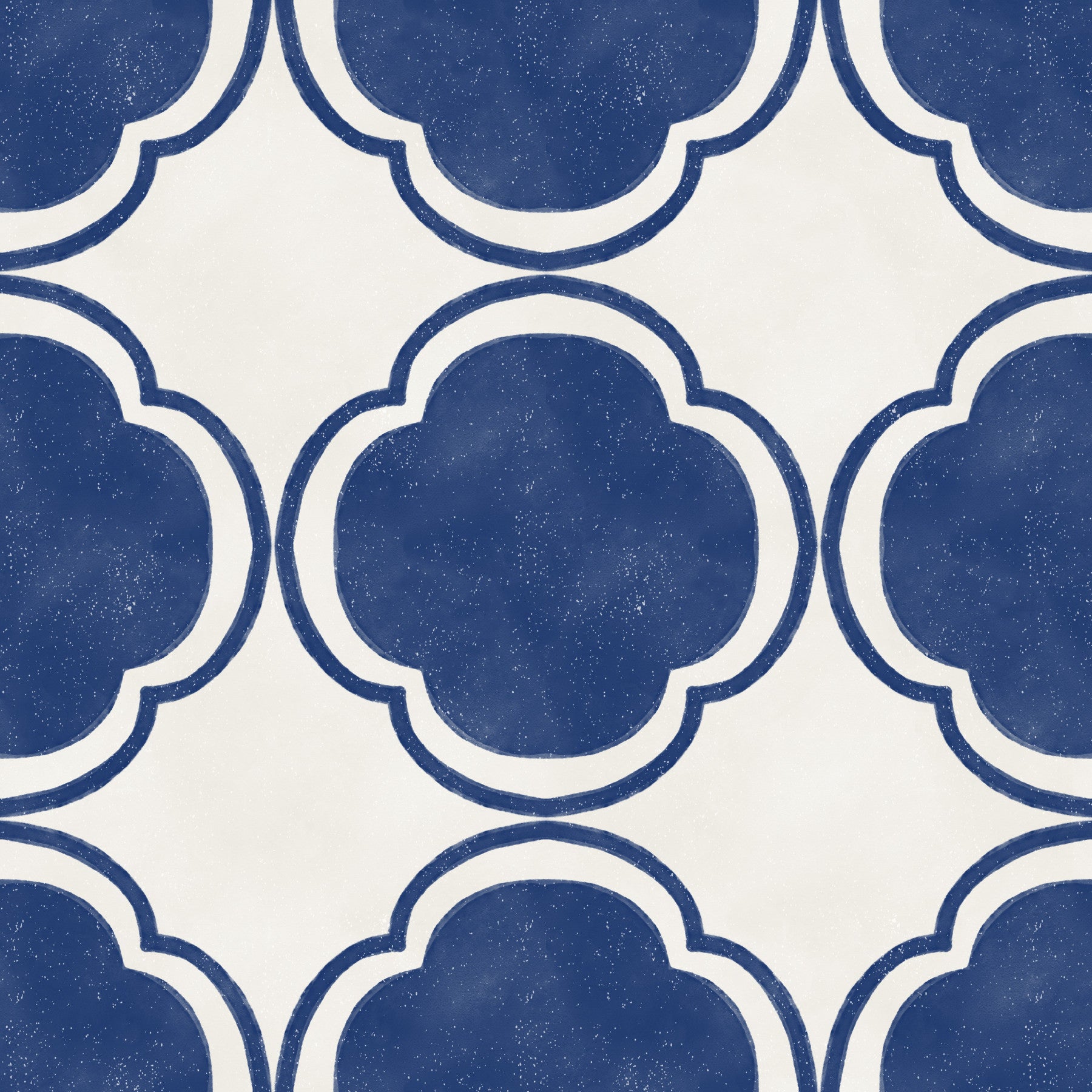 Mediterranean Quatrefoil Decor - Blue Wallpaper⁠