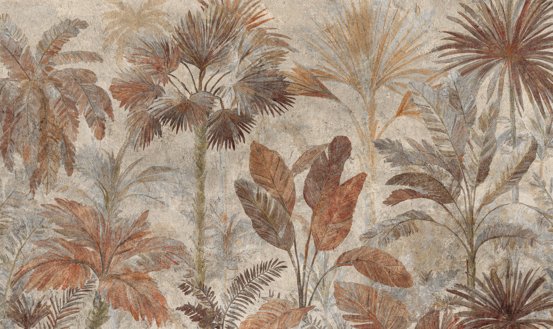 Tropical Palms Terracotta Fresco Wall Mural