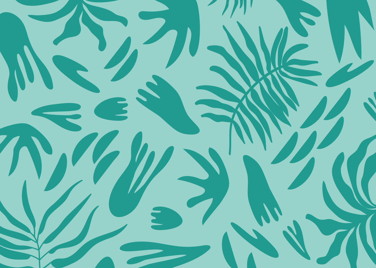 Aqua Botanical Flow Wall Mural