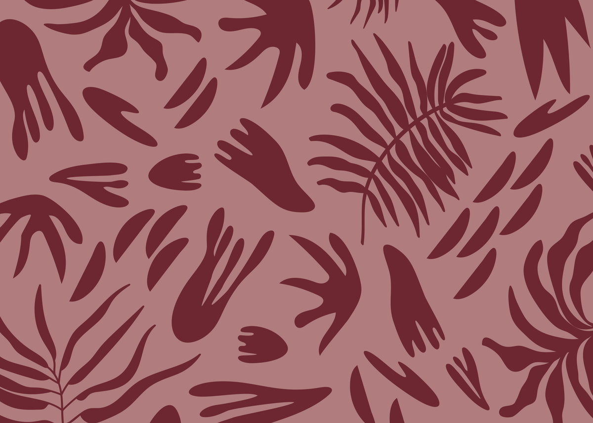 Maroon Botanical Rhythm Wall Mural in your room