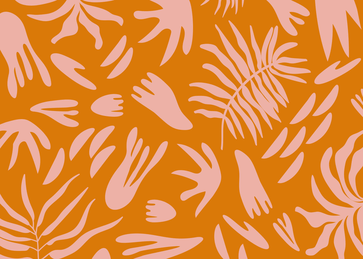 Retro Tropic Bloom Wall Mural in your room — zoomed
