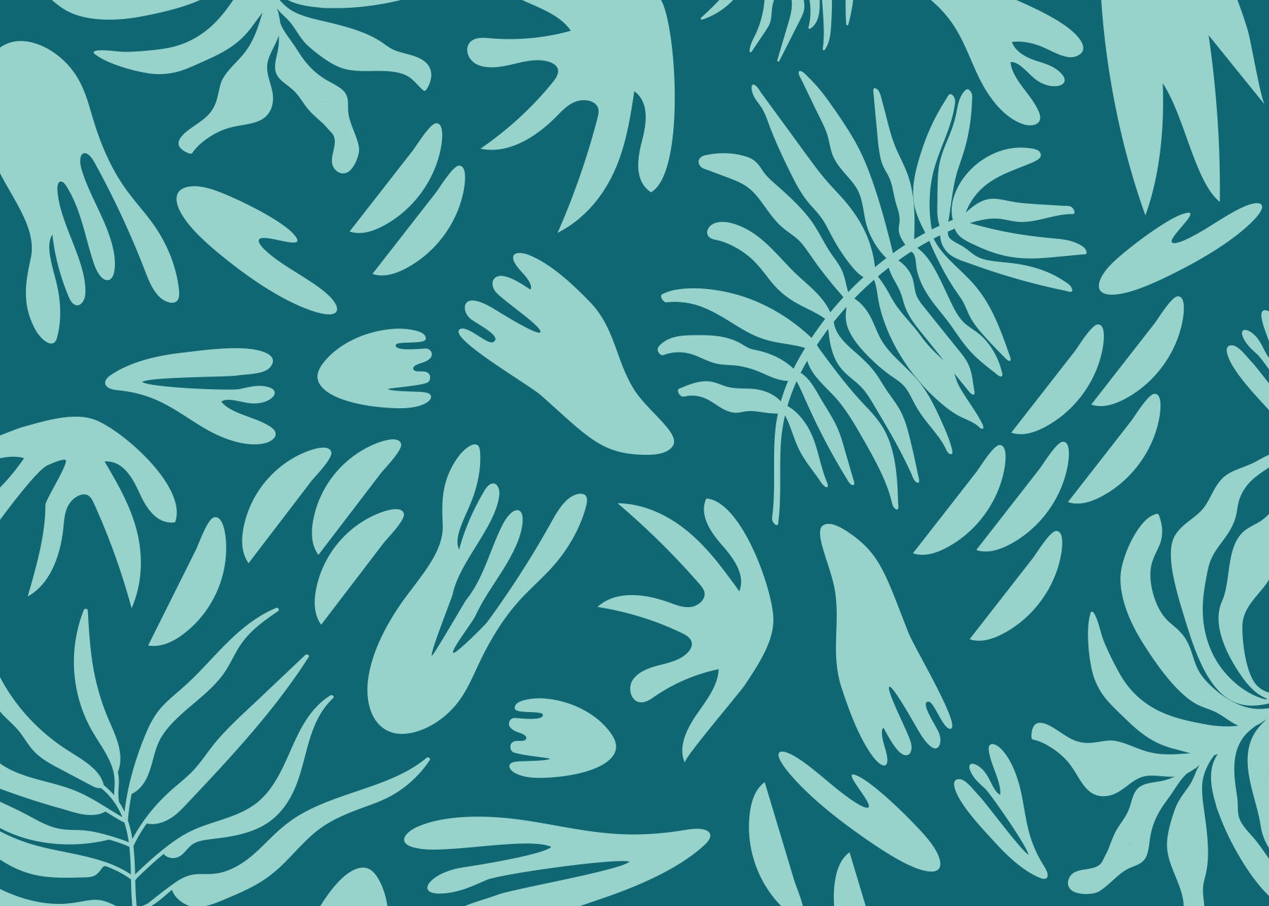 Aqua Leaf Abstract Wall Mural