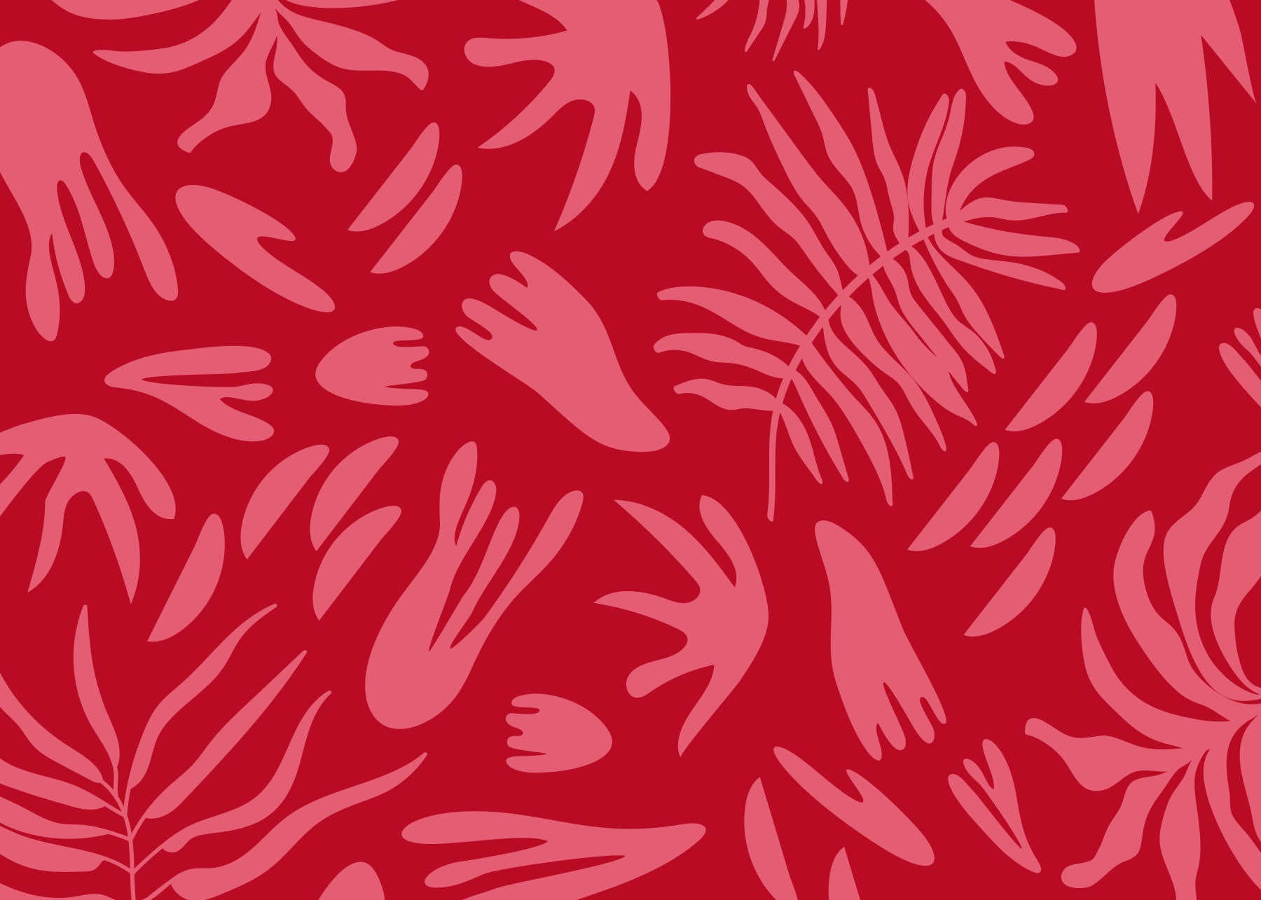 Crimson Botanical Dance wall mural in a living room with red abstract leaves